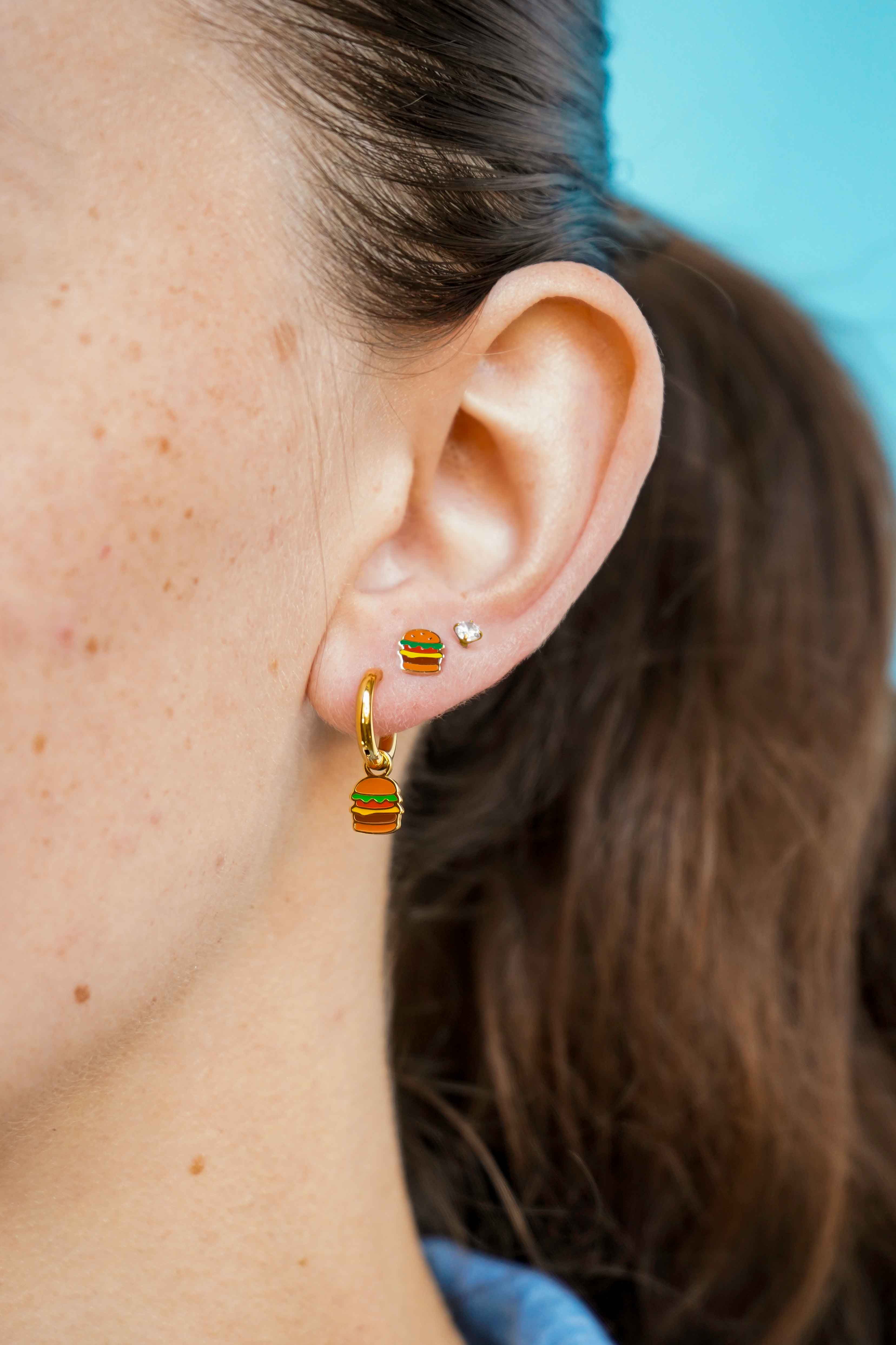 Cheeseburger Enamel Flat Back Stud - Image 3
