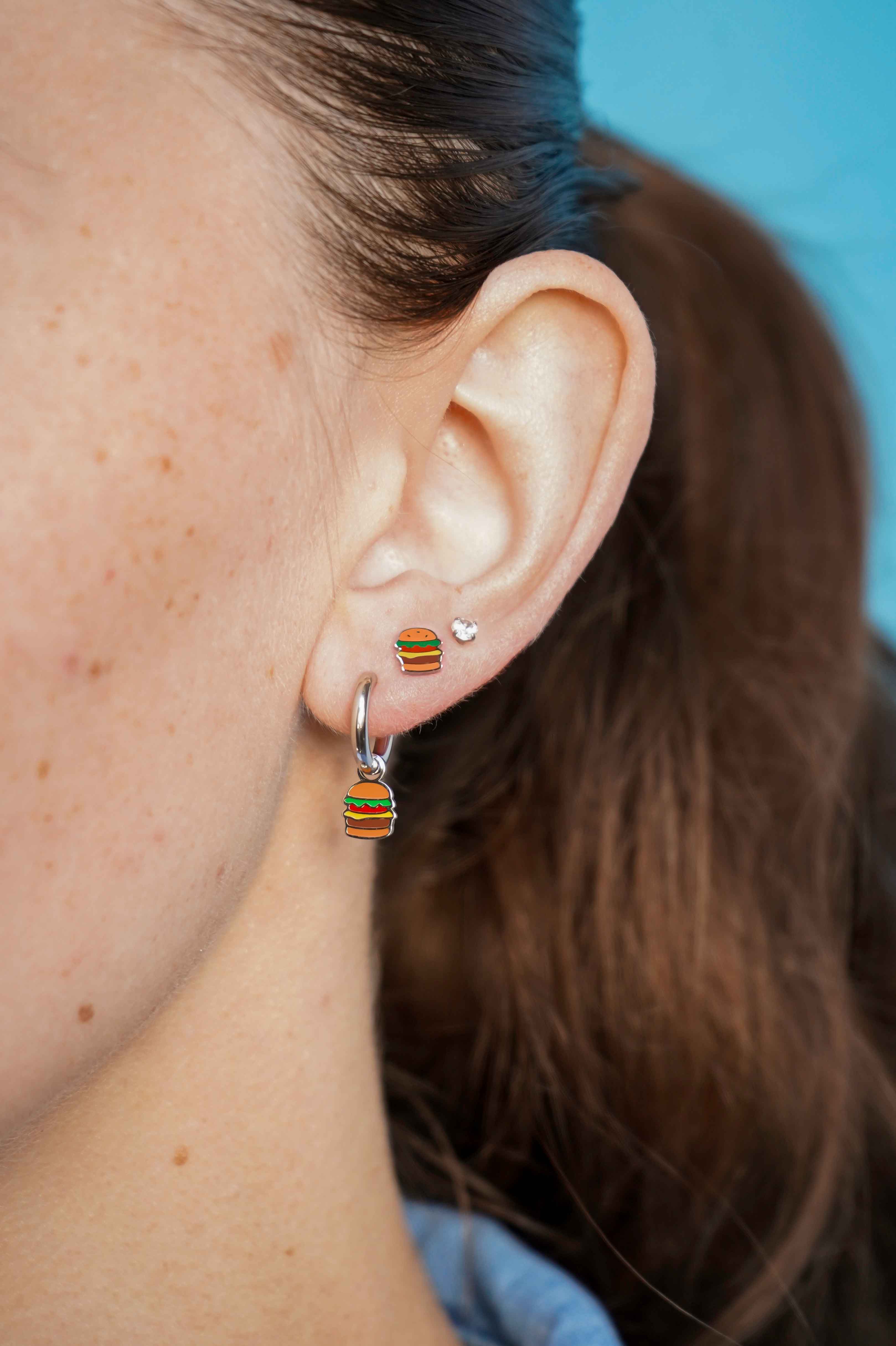 Cheeseburger Enamel Flat Back Stud - Image 5