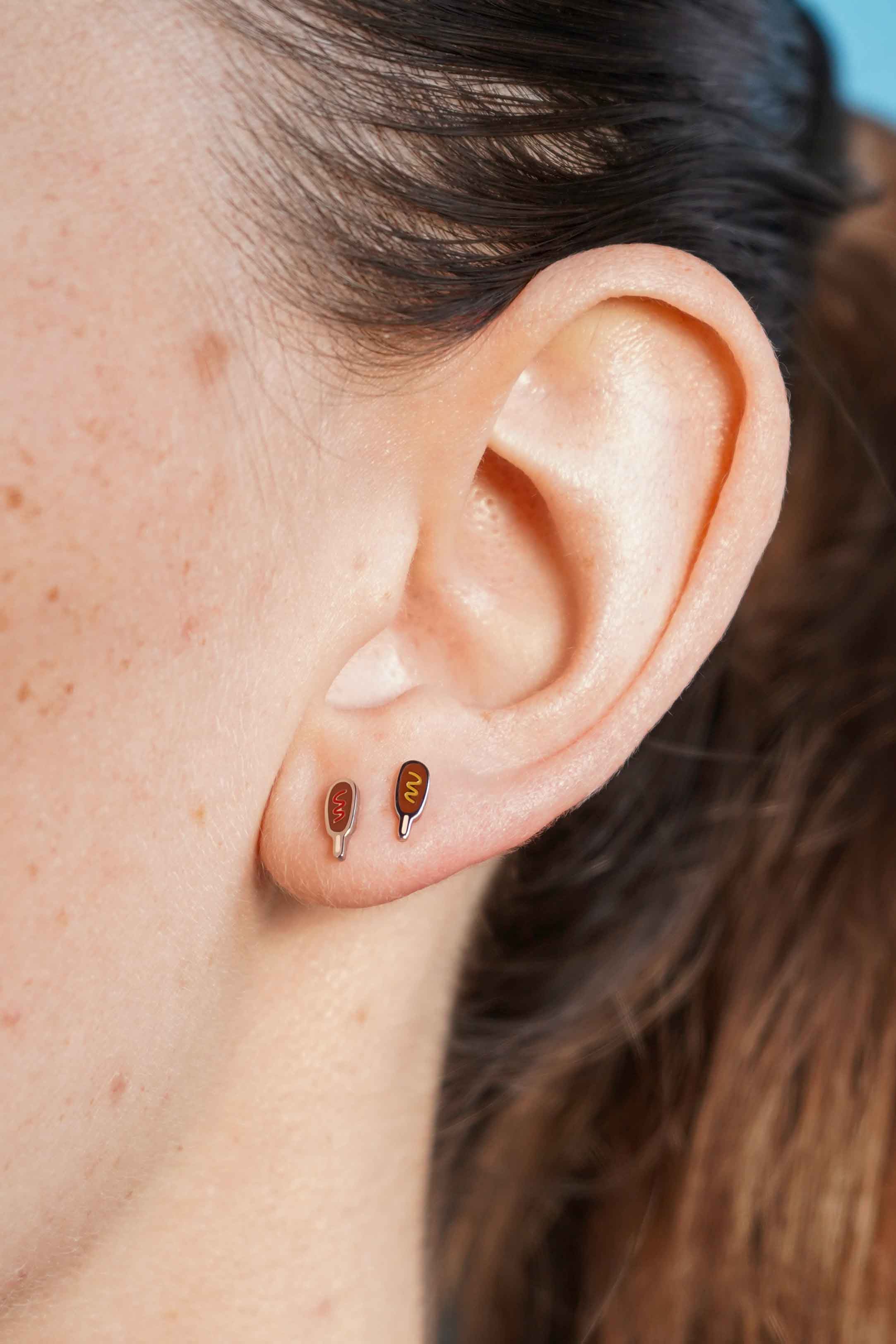 Corn Dog Enamel Flat Back Stud - Image 4