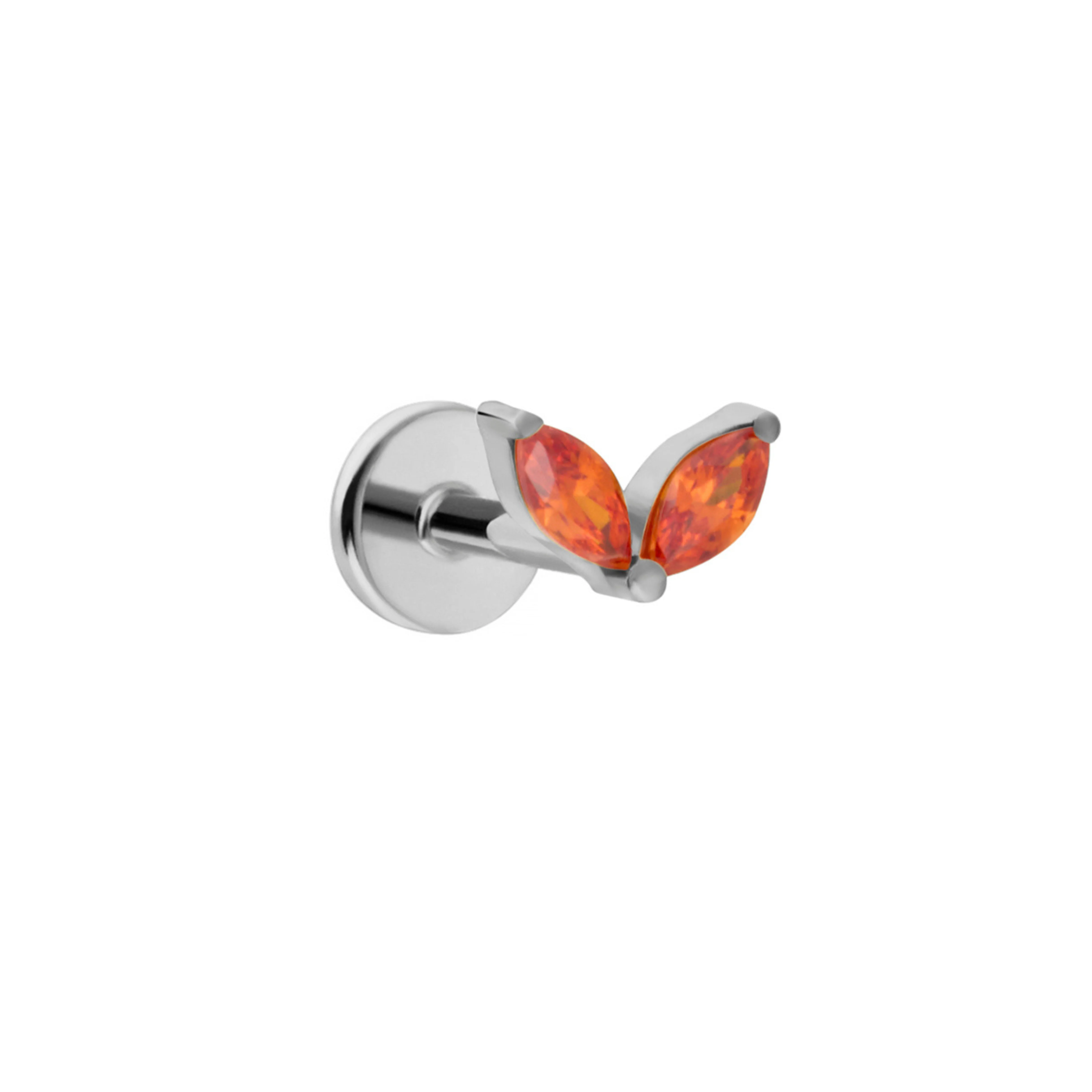 CZ Duo Leaf Flat Back Stud - Mai Tai - Image 5