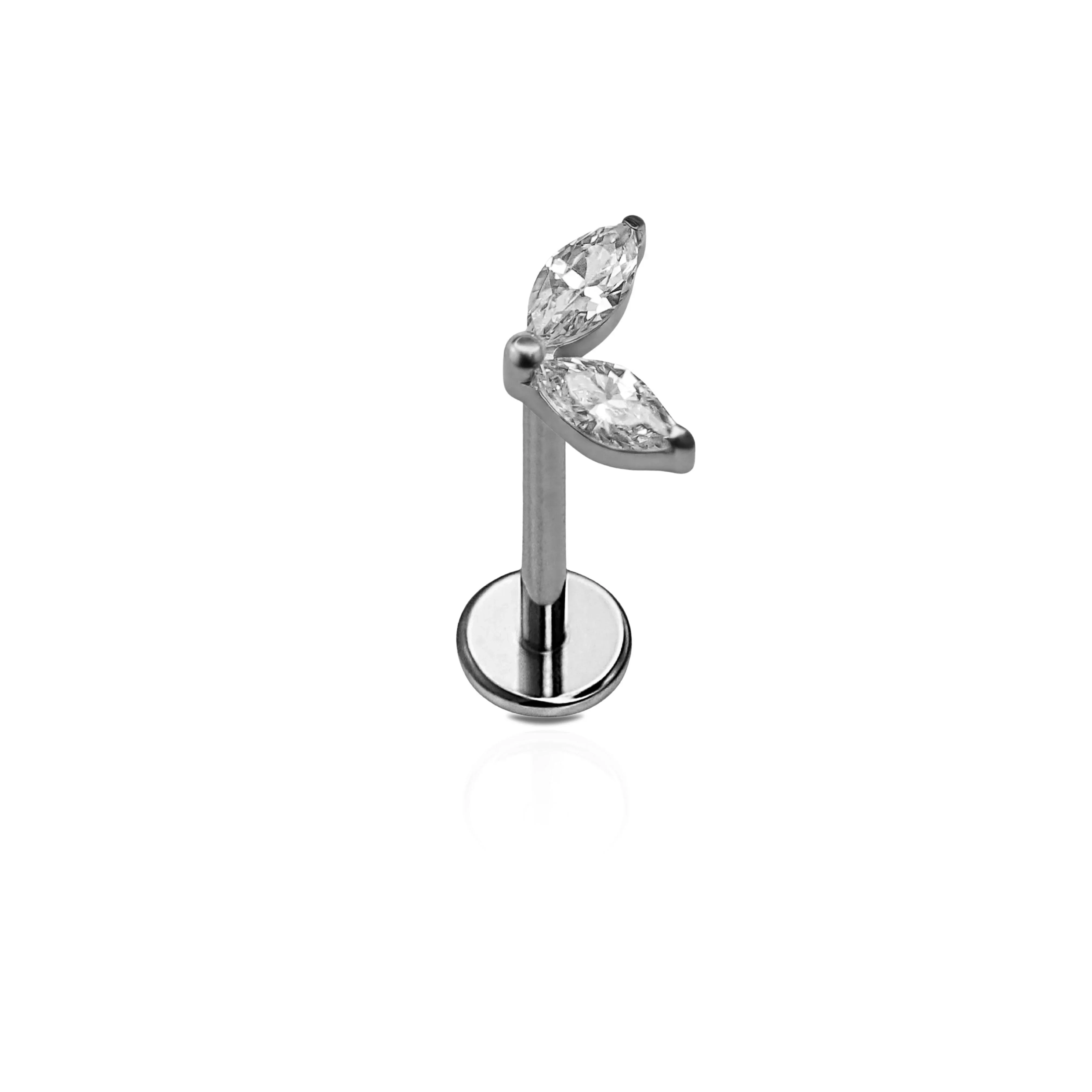 CZ Leaf Duo Flat Back Stud - Image 5