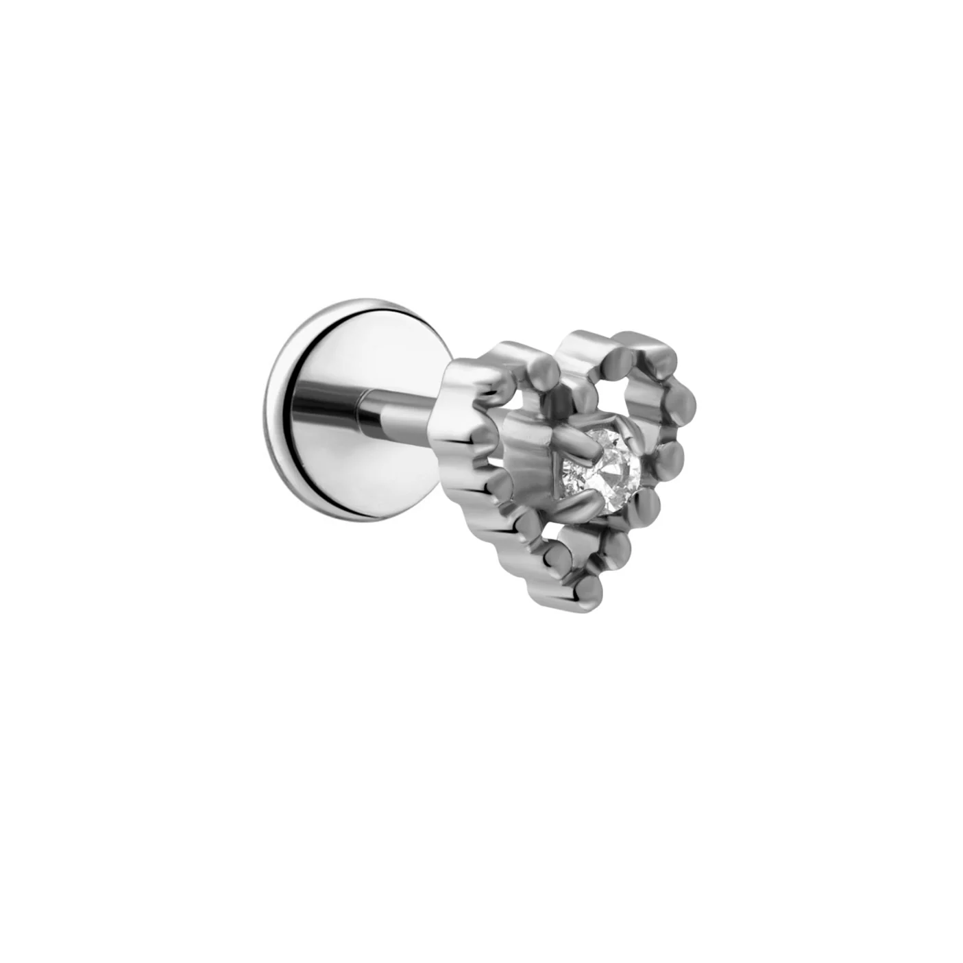 Frosted Heart Flat Back Stud - Image 3