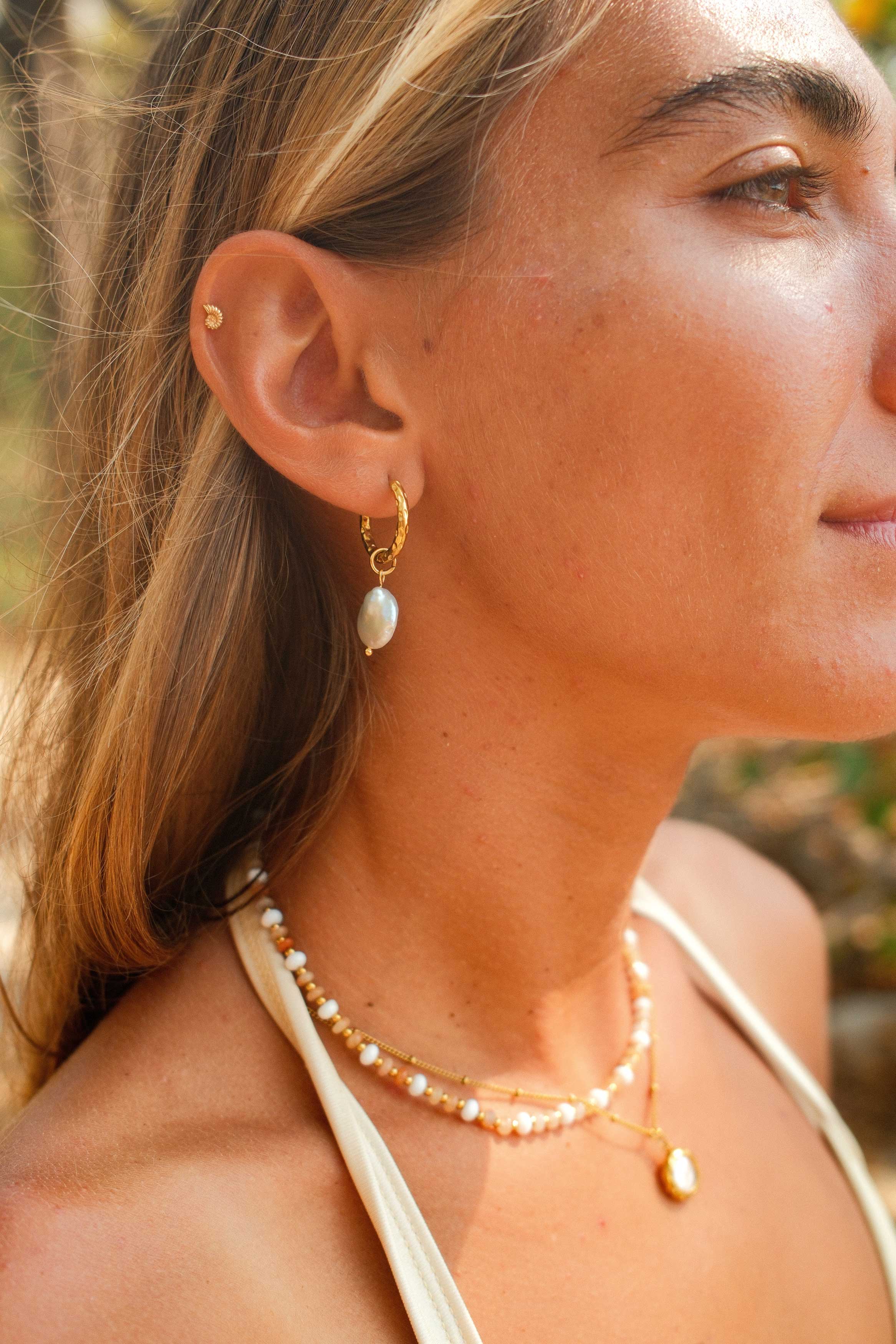 Seafoam Pearl Hoops - Image 3