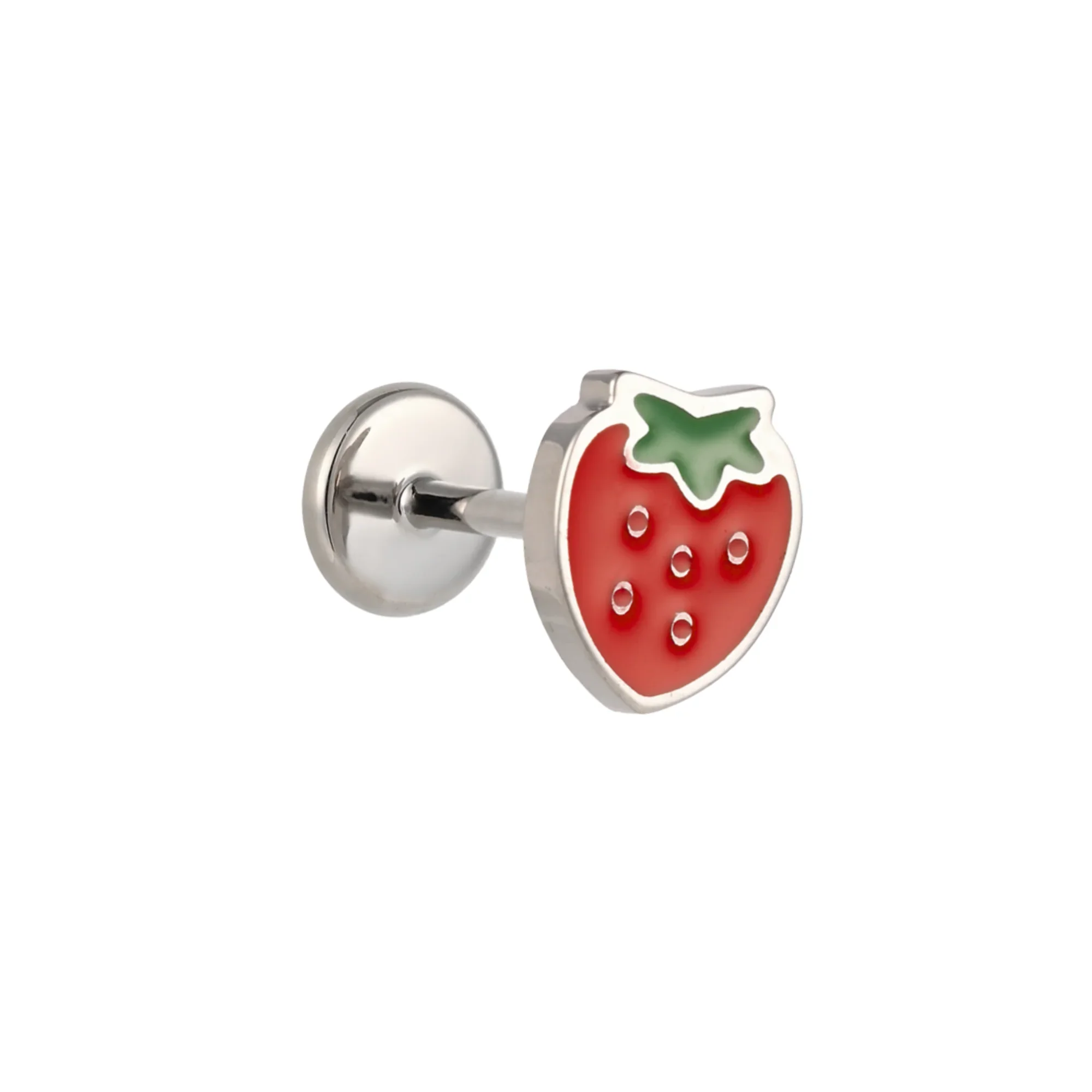 Strawberry Enamel Flat Back Stud - Image 5